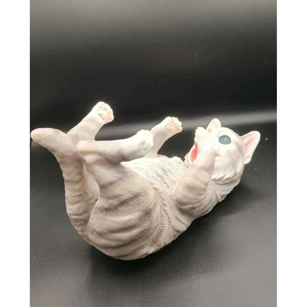 Gray Cat Tipsy Kitty Wine Bottle Holder Sculpture Unique Tabletop Wine Rack Used
